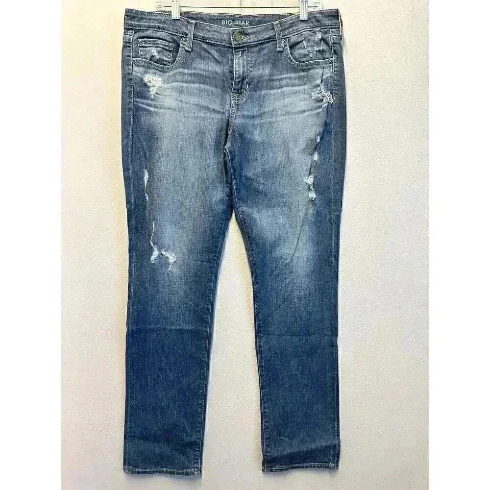 BIG STAR Women’s Size‎ 32R Blue Medium Wash Kate Relaxed Straight Stretch Denim